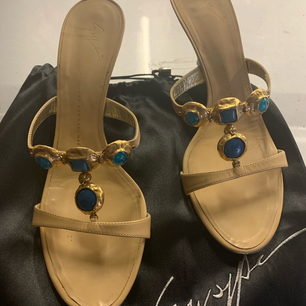 Giuseppe Zanotti Kitten Heels with Turquoise Stones